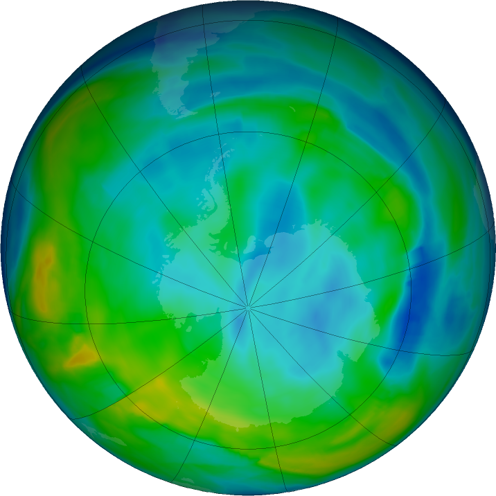 Antarctic ozone map for 06 June 2024